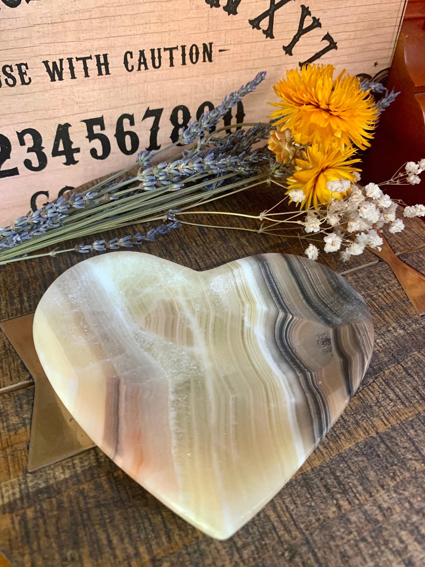 heart-shaped mexican onyx dish - Lil Shop of Light & Love