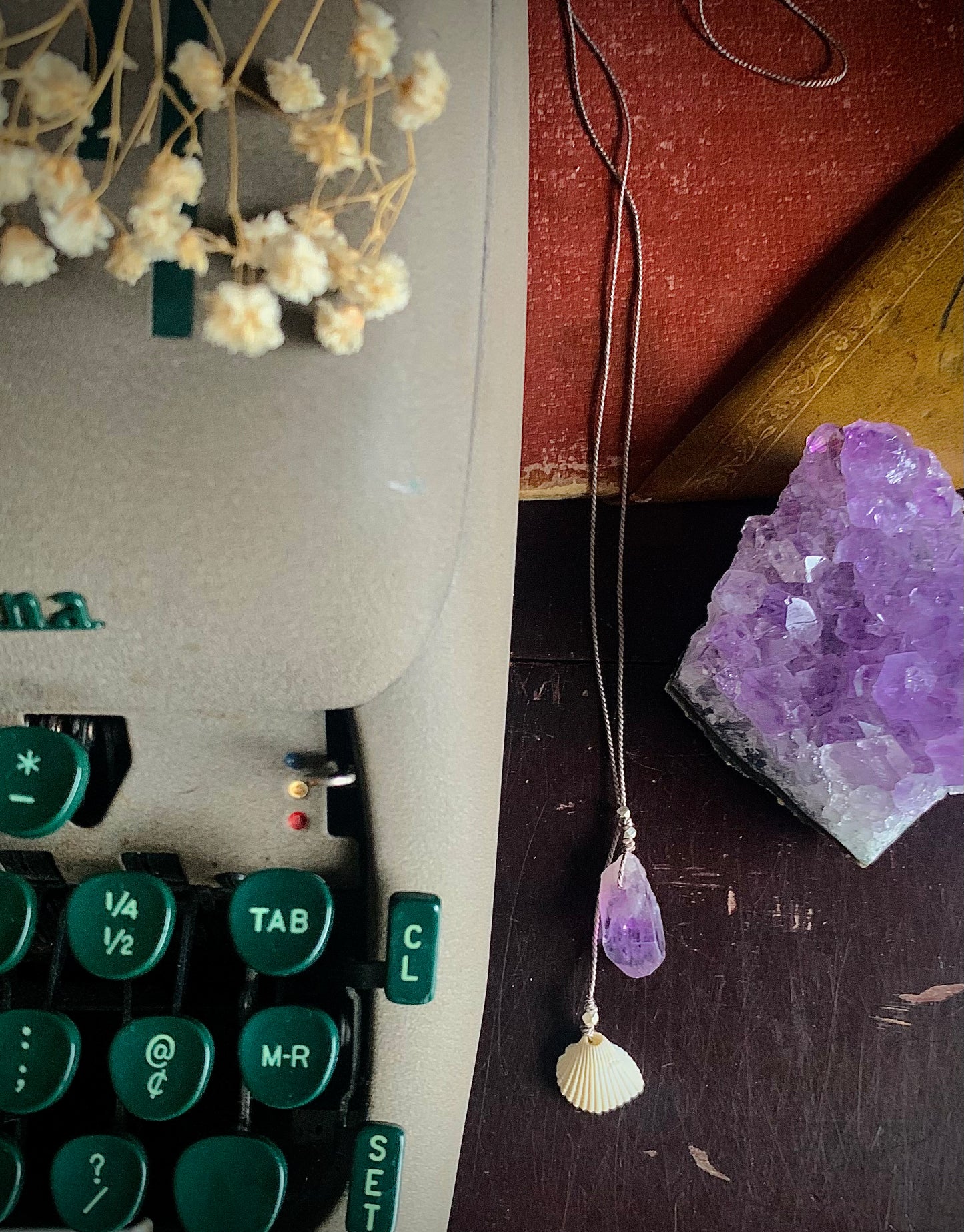 sea witch raw amethyst silk crystal necklace | adjustable lariat style