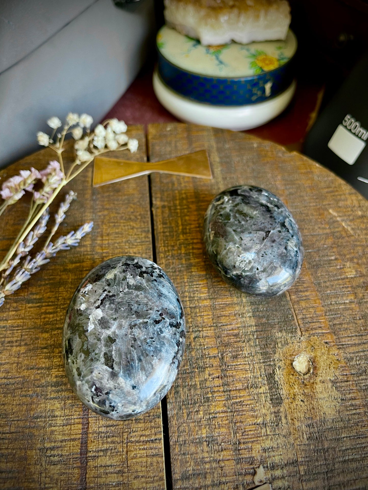 larvikite palm stones