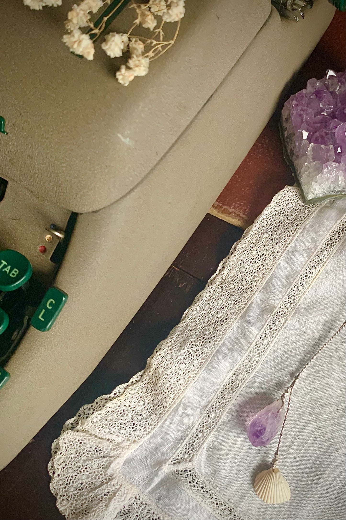 sea witch raw amethyst silk crystal necklace | adjustable lariat style