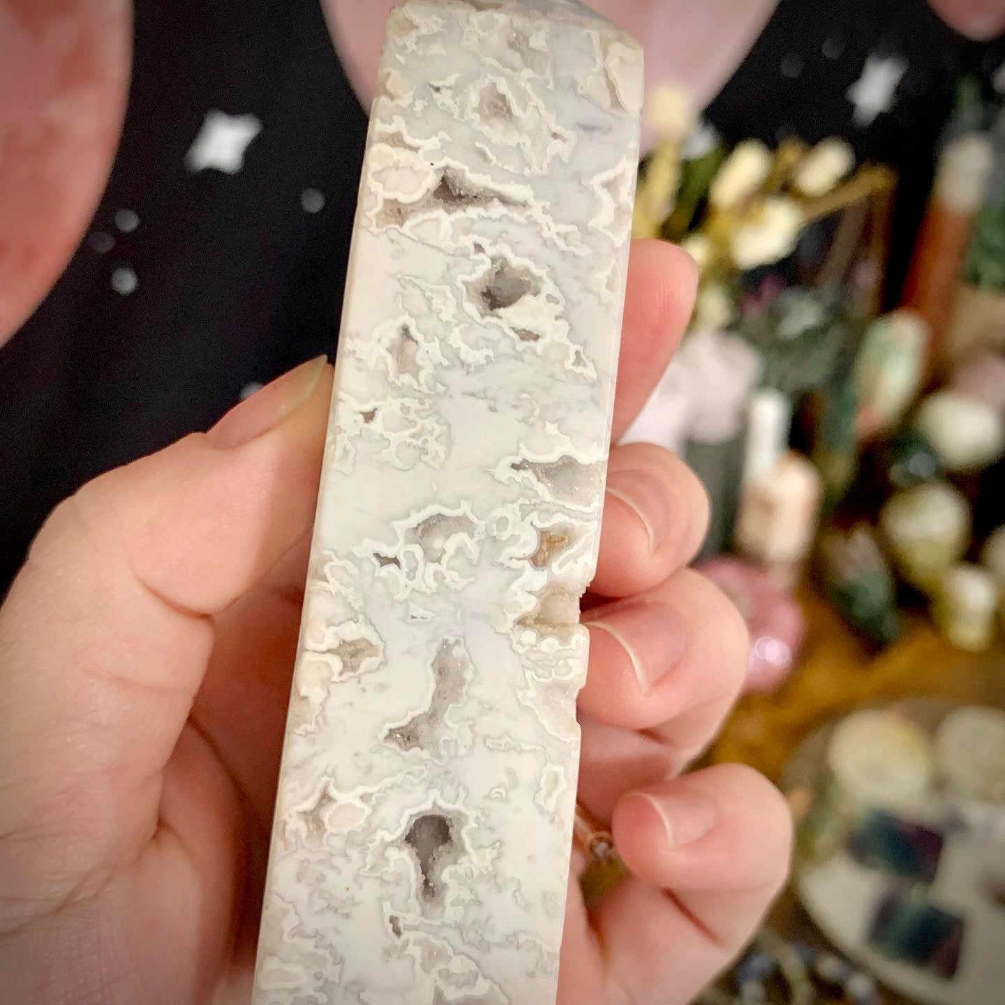 white crazy lace agate towers - lil shop of light & love
