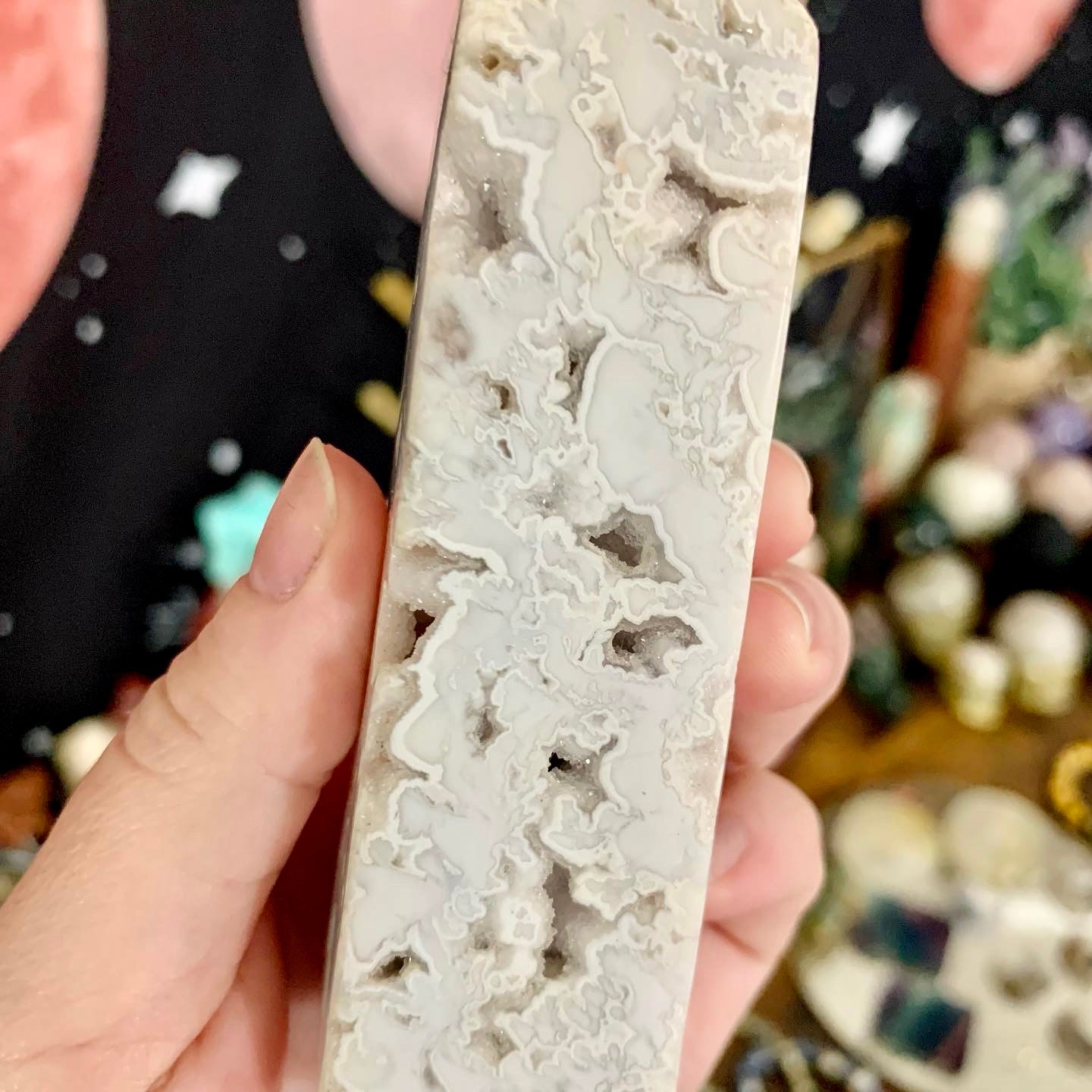 white crazy lace agate towers - lil shop of light & love