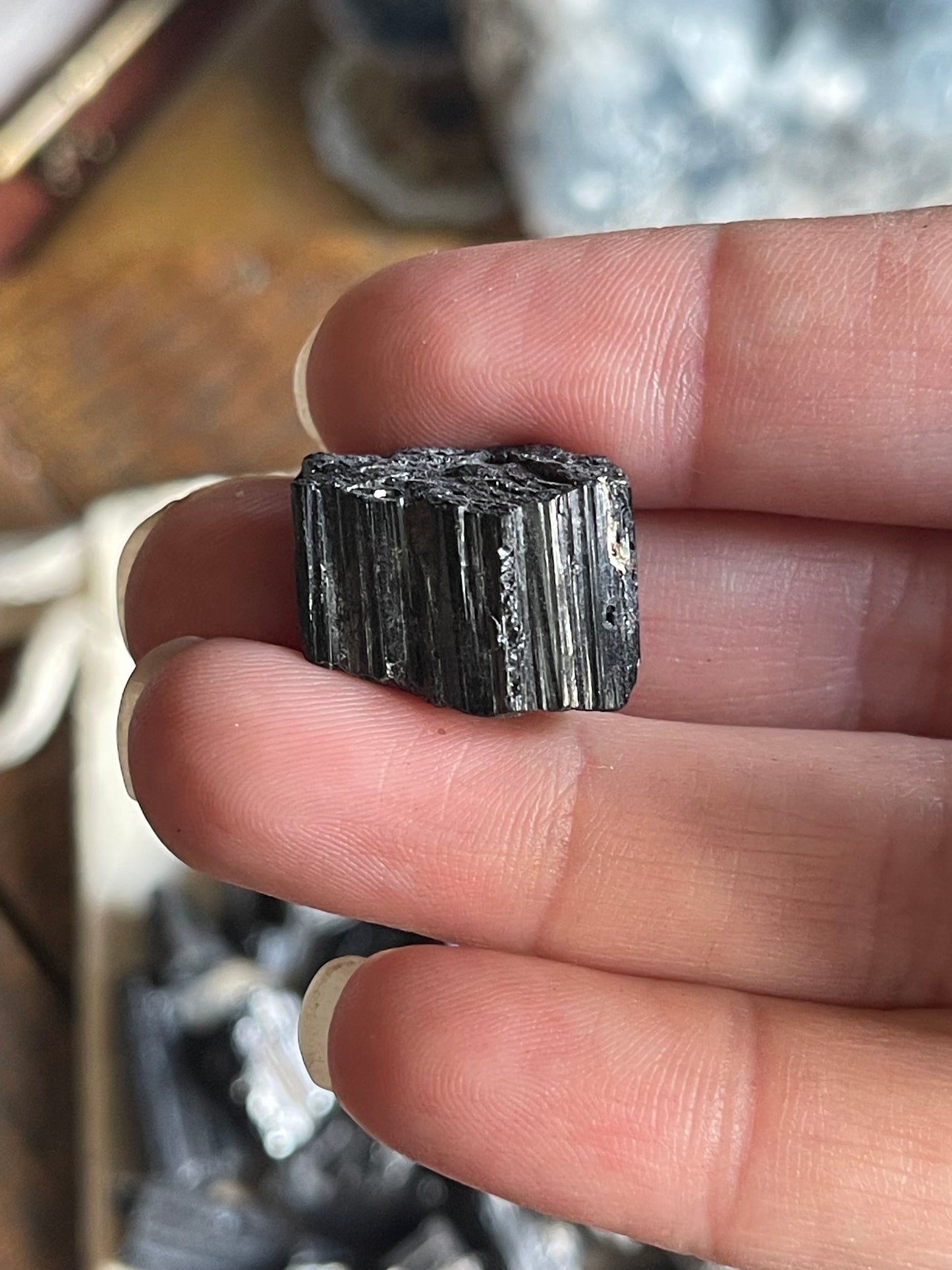raw black tourmaline stones