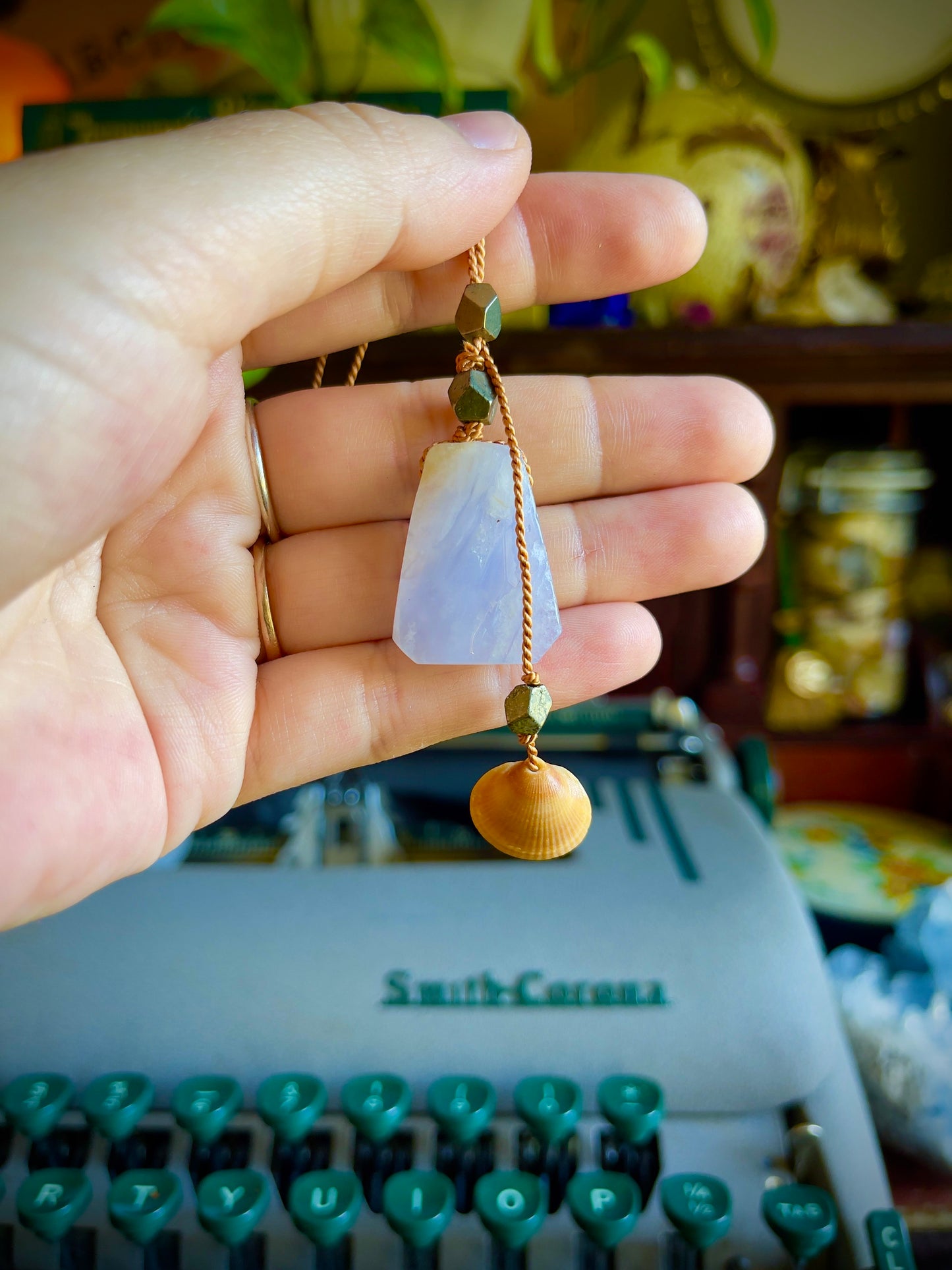 sea witch blue lace agate silk crystal necklace | adjustable lariat style