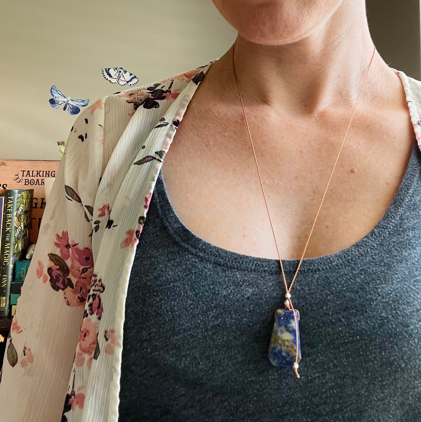 sodalite silk crystal necklace | adjustable lariat style