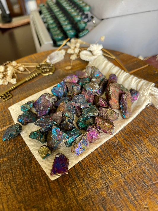 raw peacock ore (bornite) stones