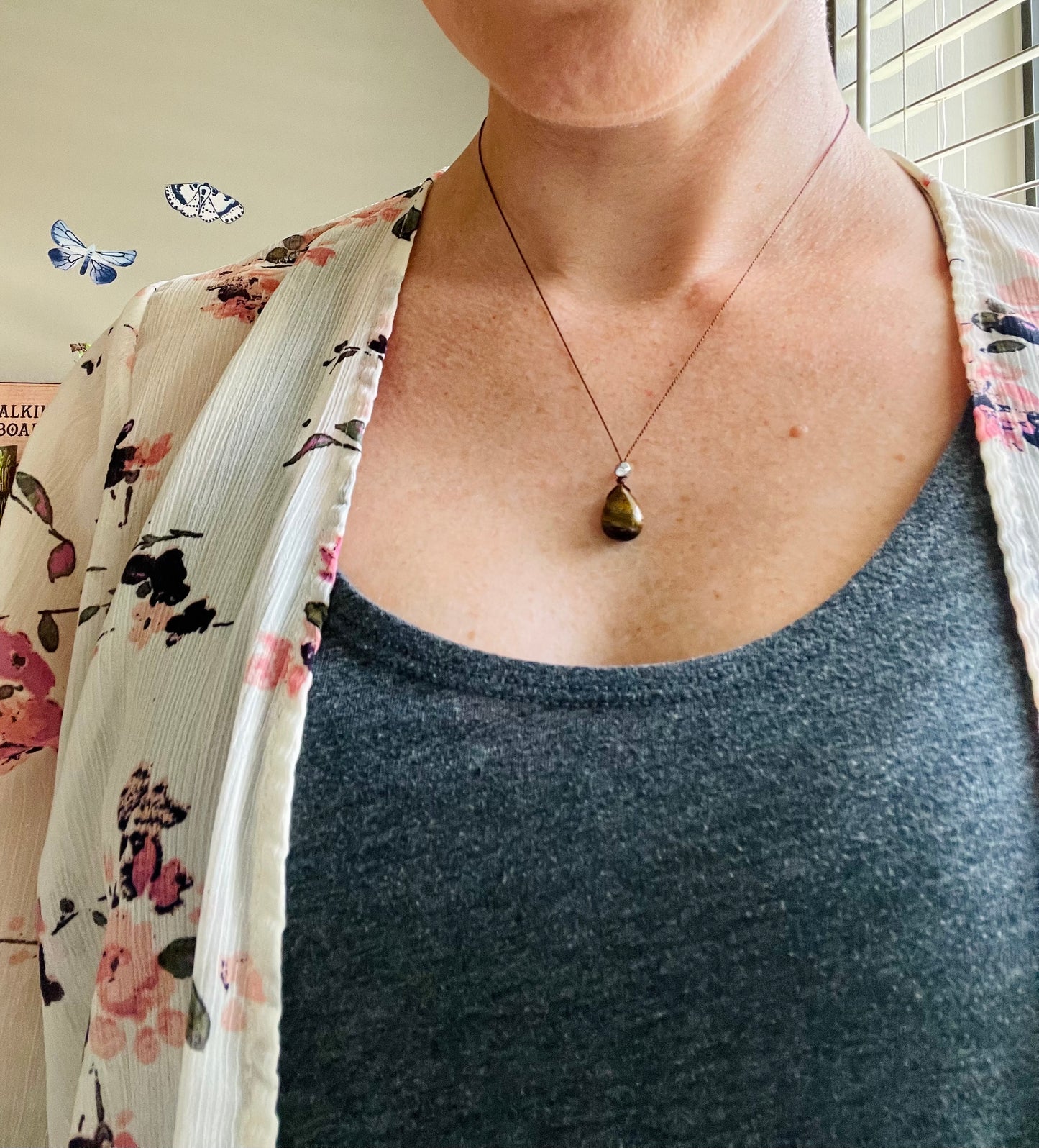 tiger’s eye silk crystal necklace | adjustable choker