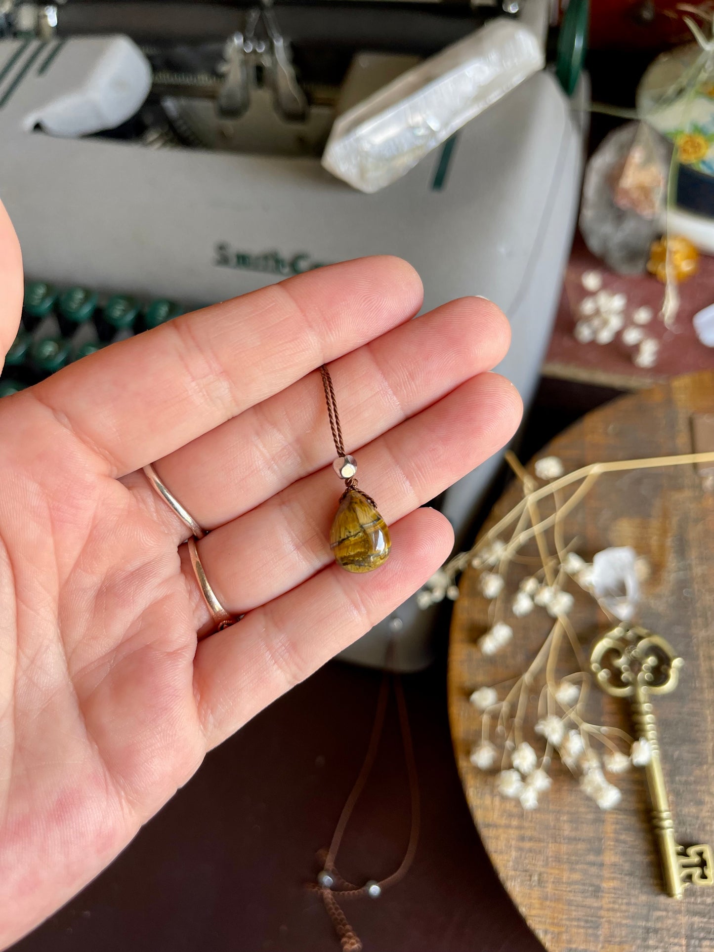 tiger’s eye silk crystal necklace | adjustable choker