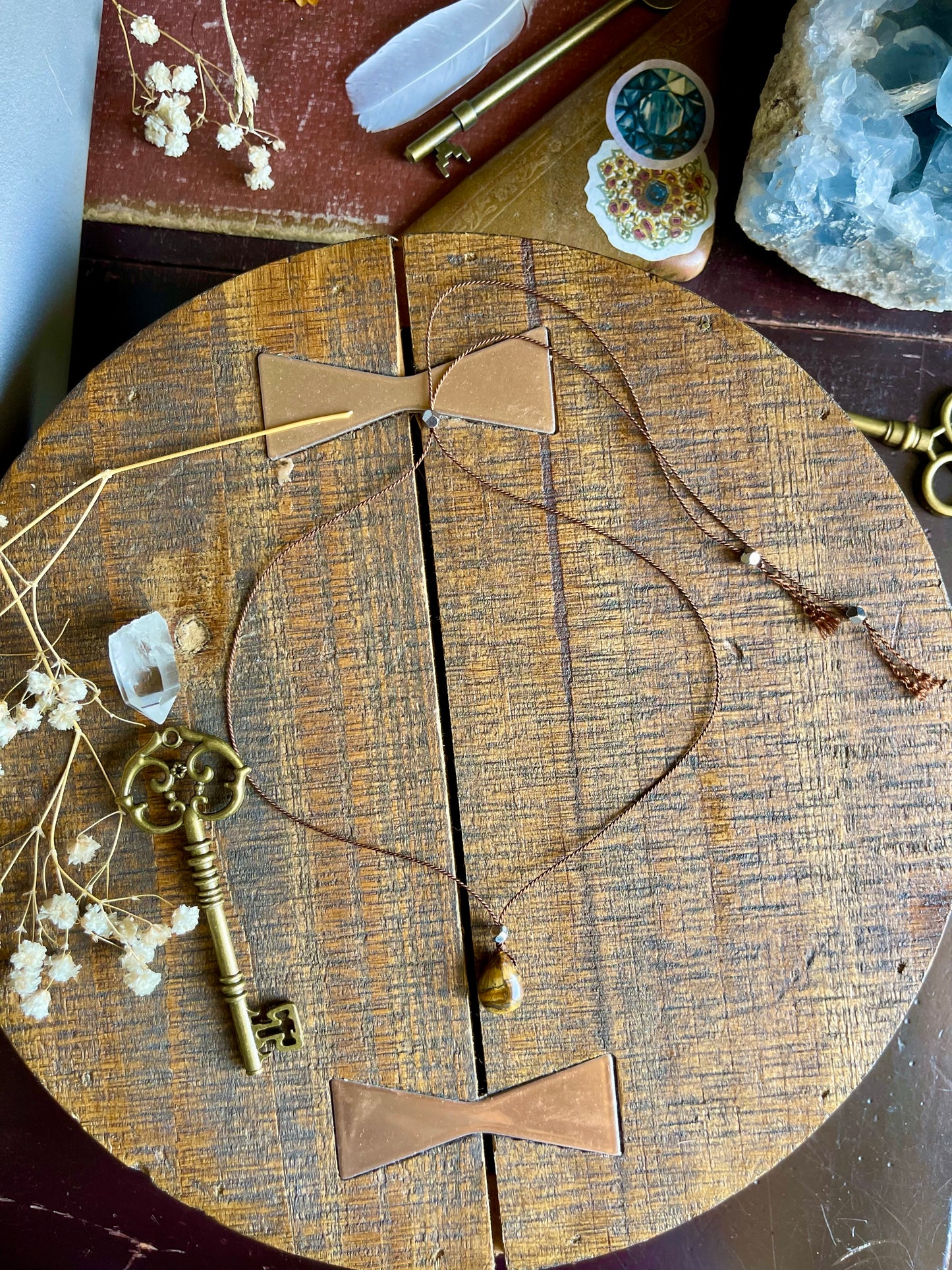 tiger’s eye silk crystal necklace | adjustable choker