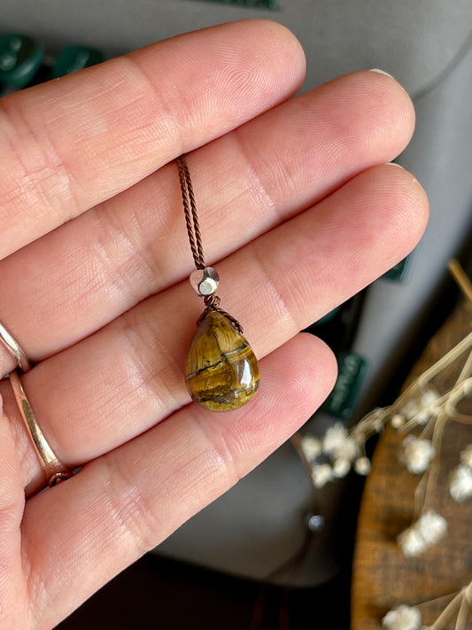 tiger’s eye silk crystal necklace | adjustable choker