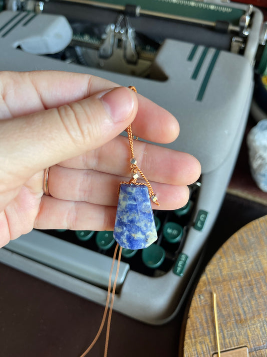 sodalite silk crystal necklace | adjustable lariat style