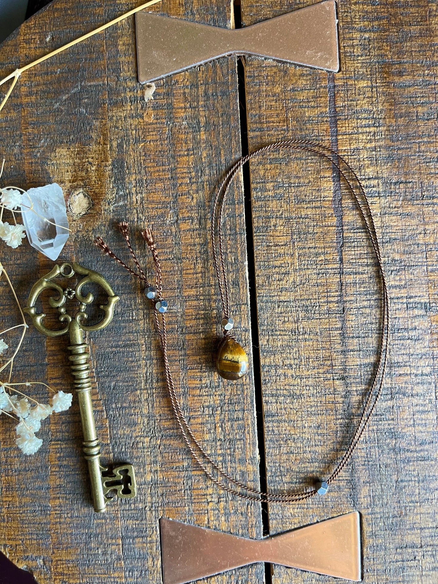 tiger’s eye silk crystal necklace | adjustable choker