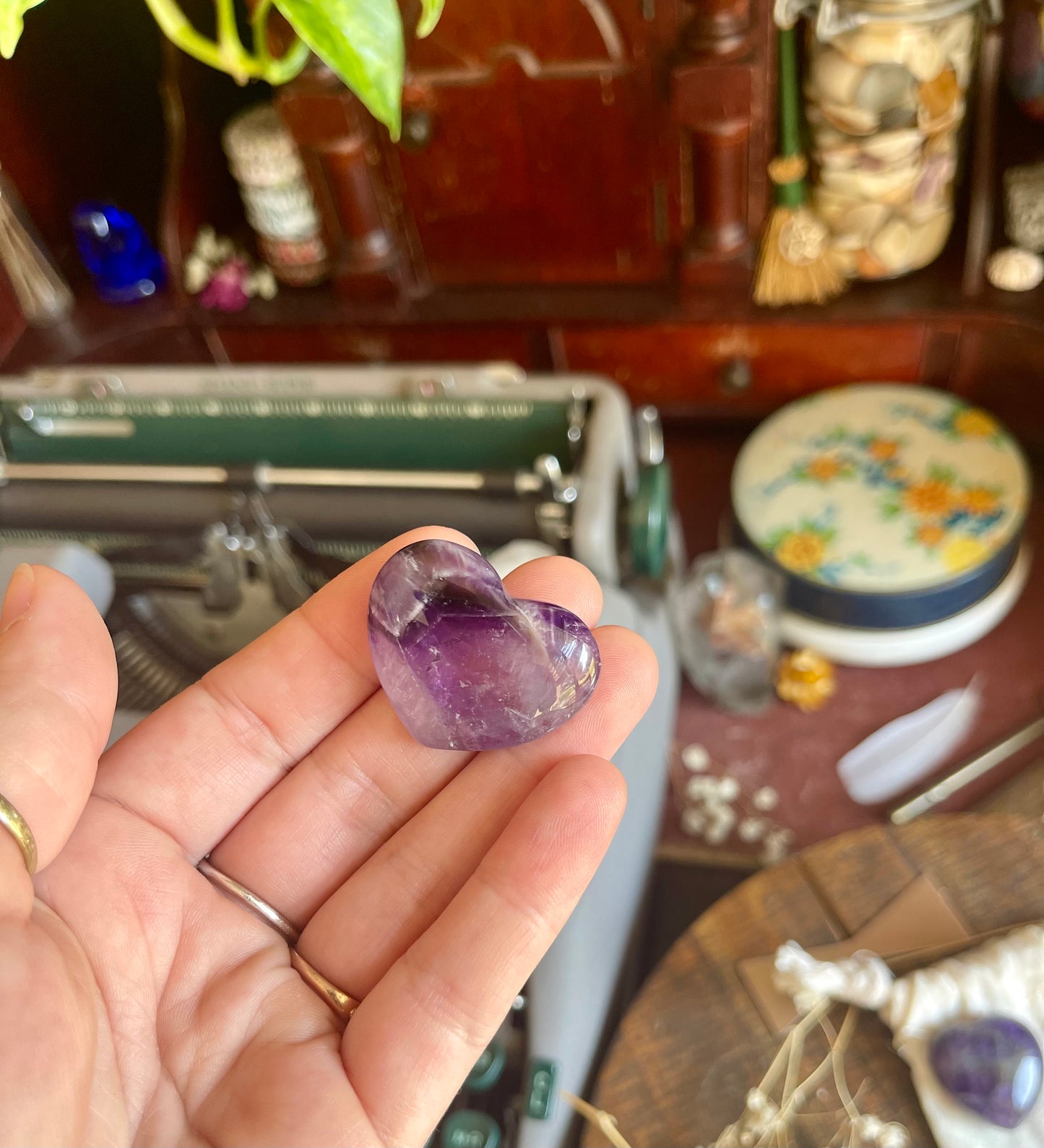 small amethyst polished hearts