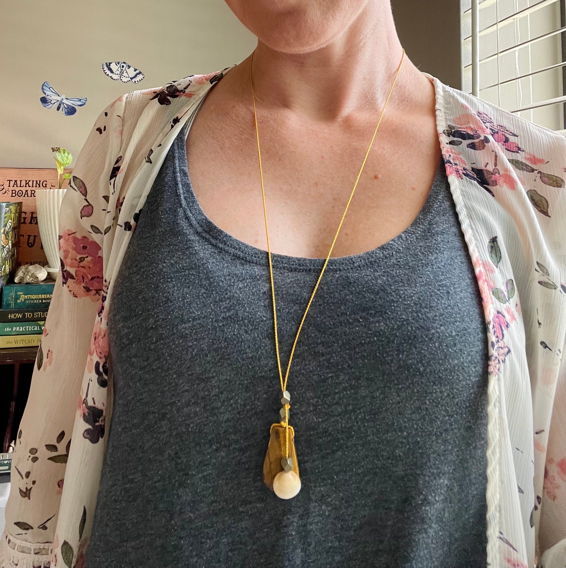 sea witch tiger's eye silk crystal necklace  adjustable lariat style – lil  shop of light & love
