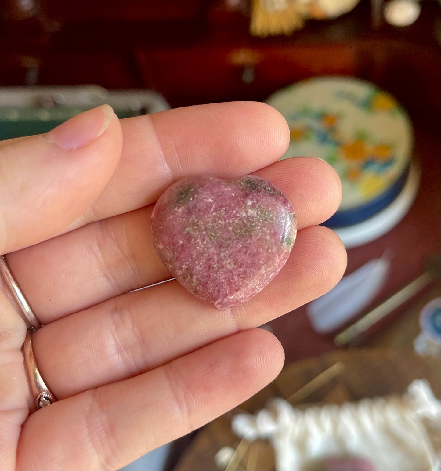 small rhodonite polished hearts