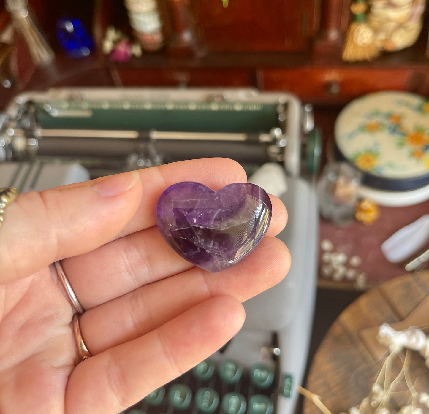 small amethyst polished hearts
