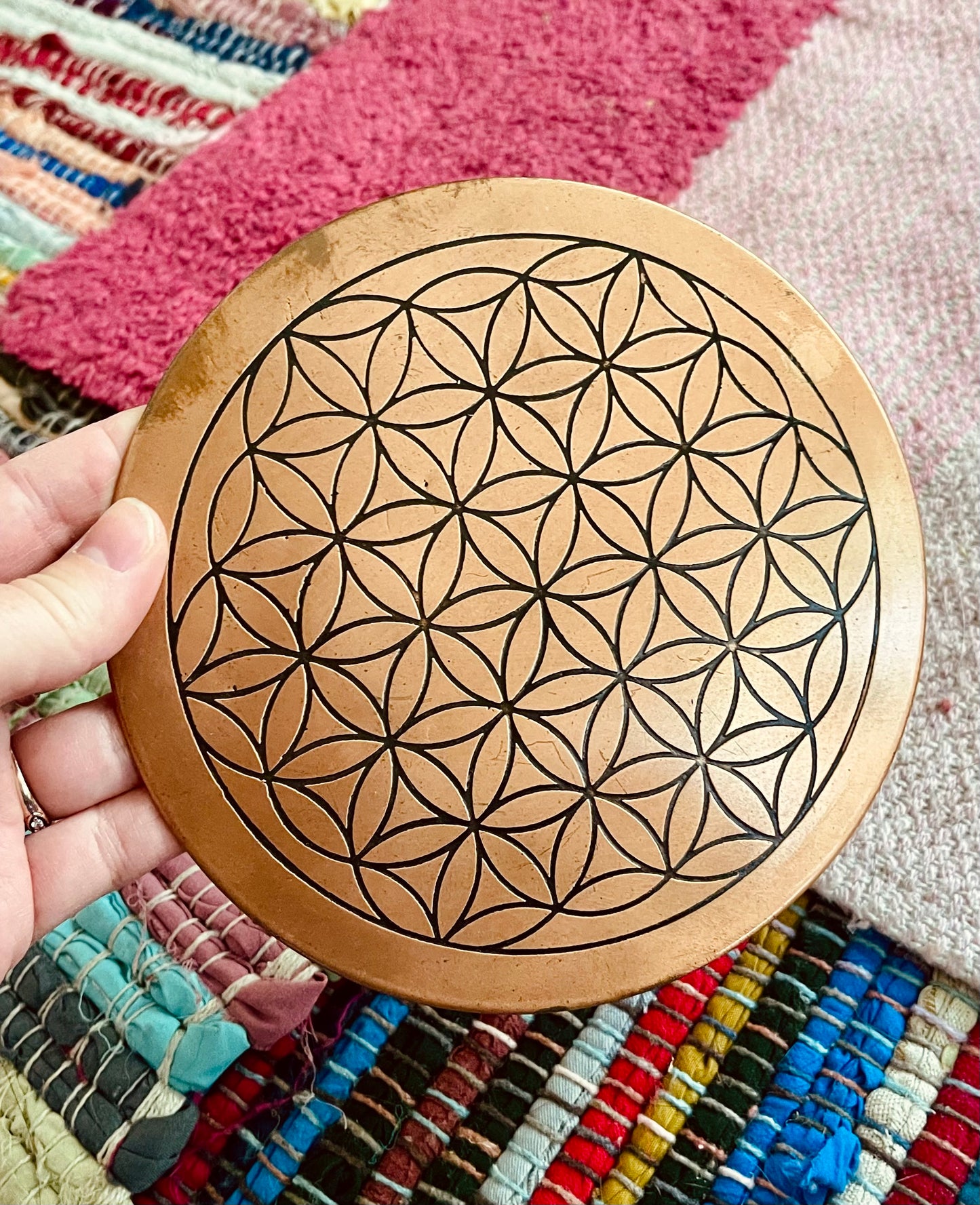 seed of life copper crystal grid (used)
