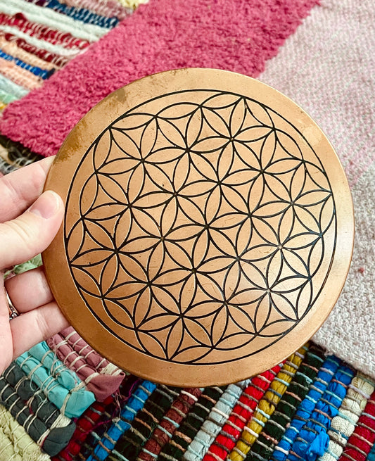 seed of life copper crystal grid (used)