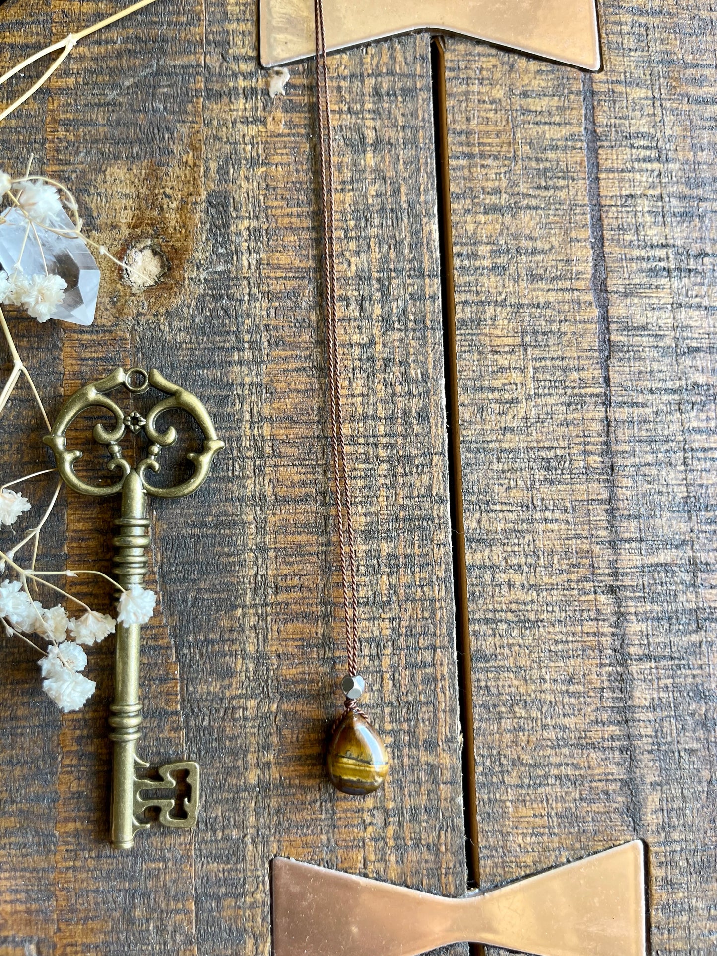 tiger’s eye silk crystal necklace | adjustable choker