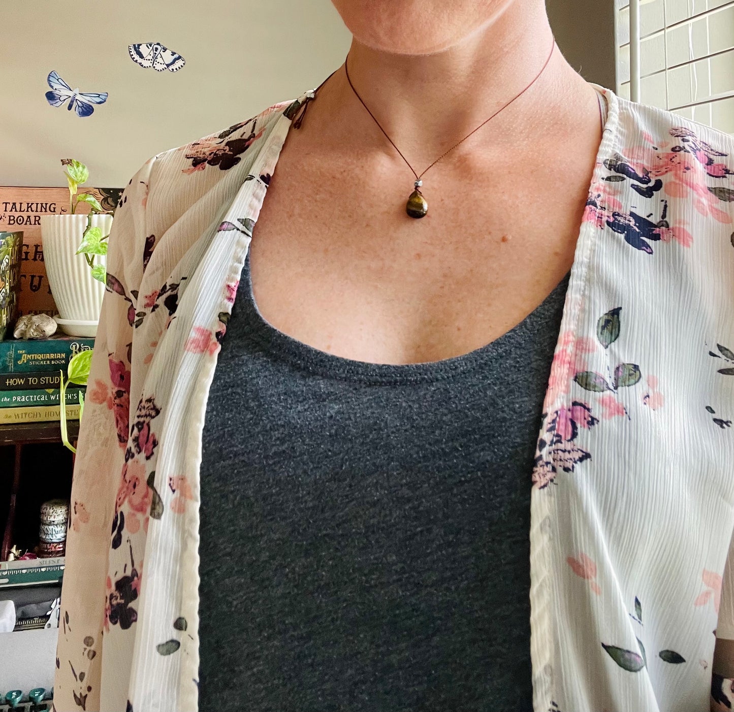 tiger’s eye silk crystal necklace | adjustable choker