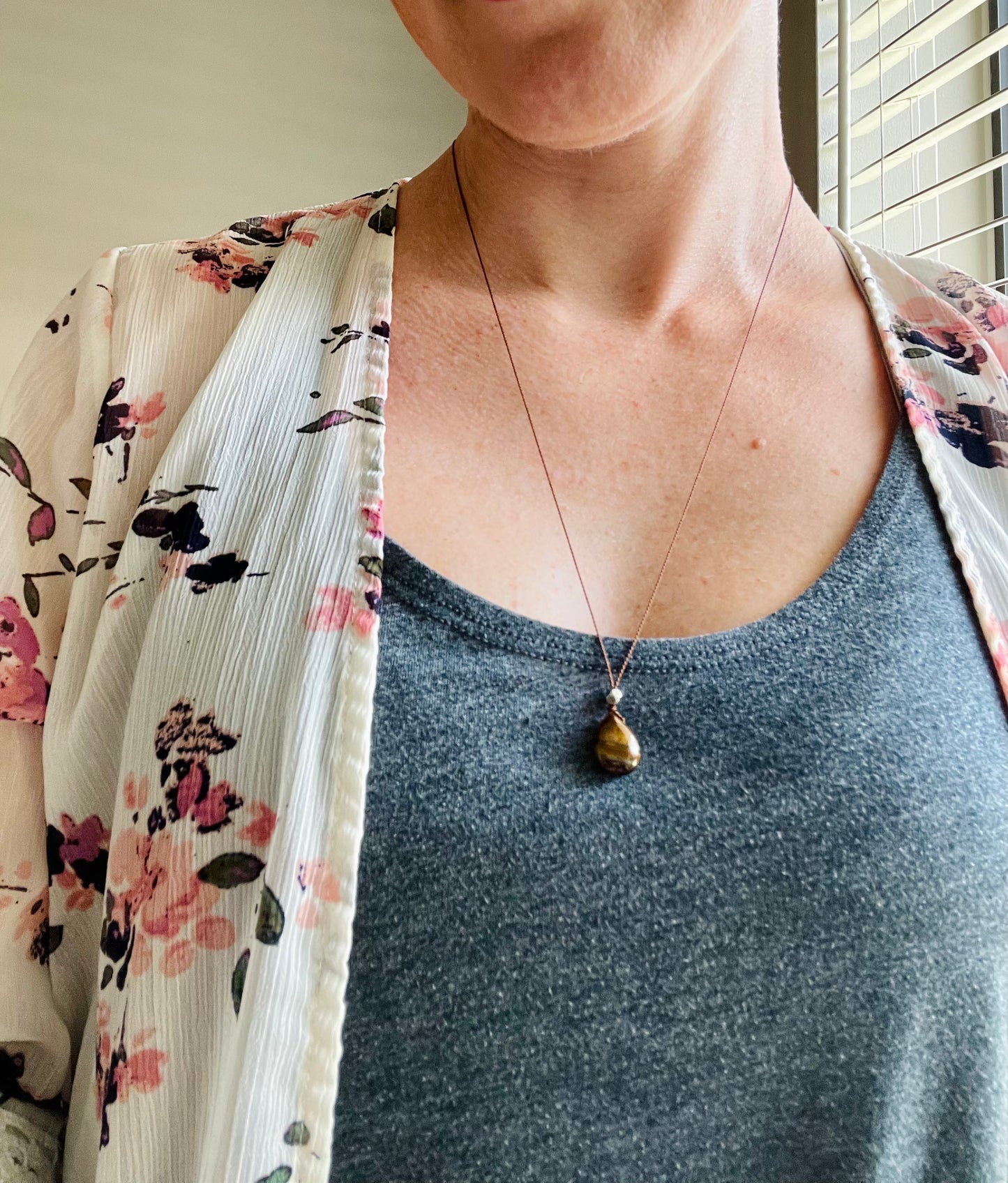 tiger’s eye silk crystal necklace | adjustable choker