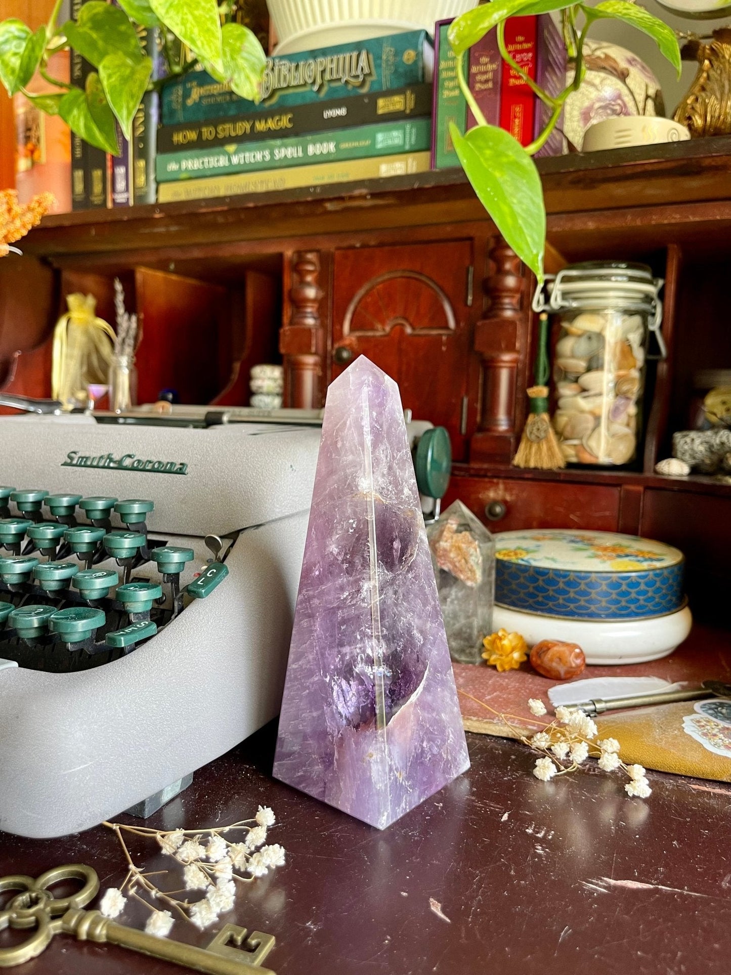 amethyst obelisk | high - quality with rainbows - lil shop of light & love