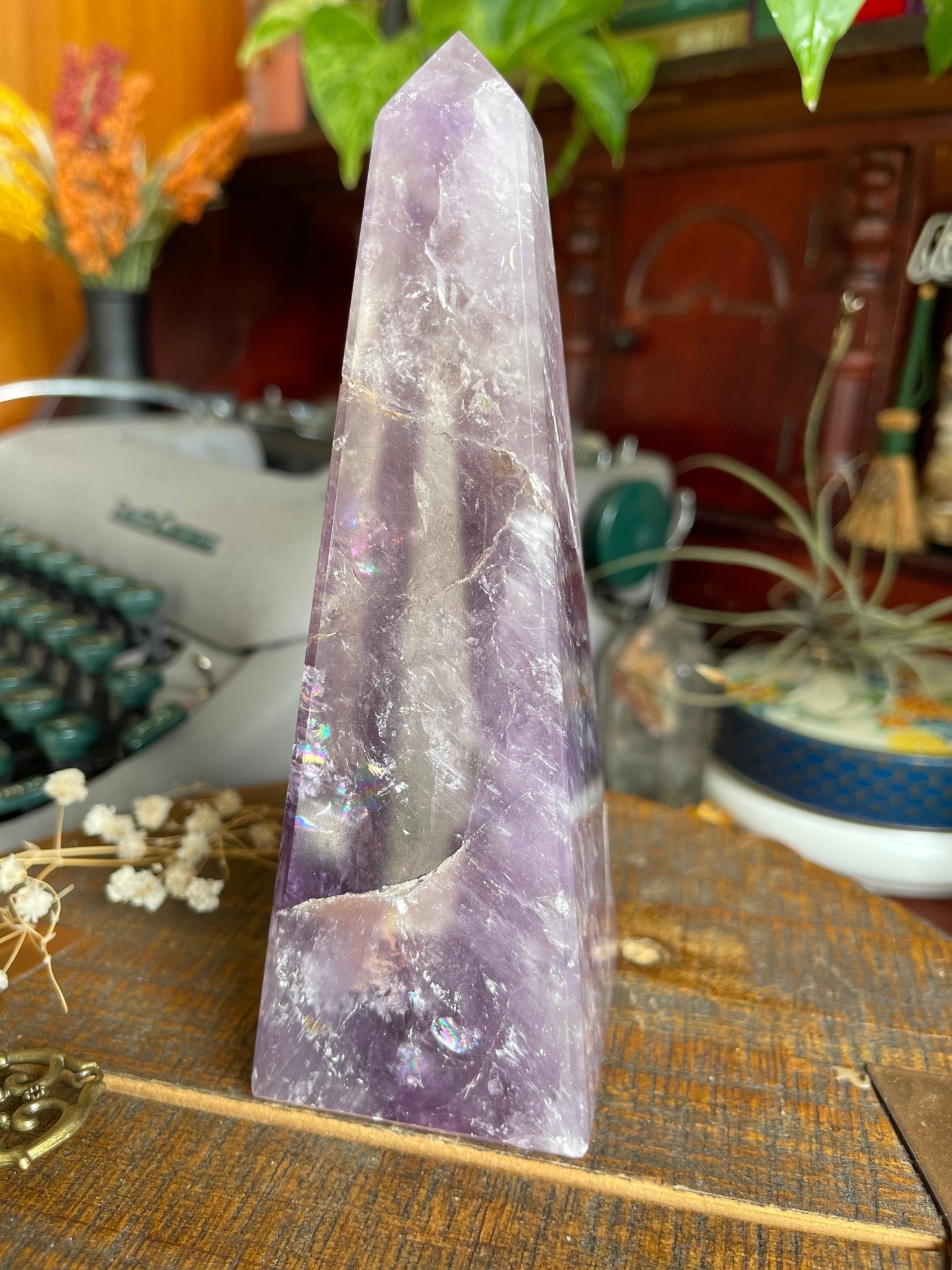 amethyst obelisk | high - quality with rainbows - lil shop of light & love