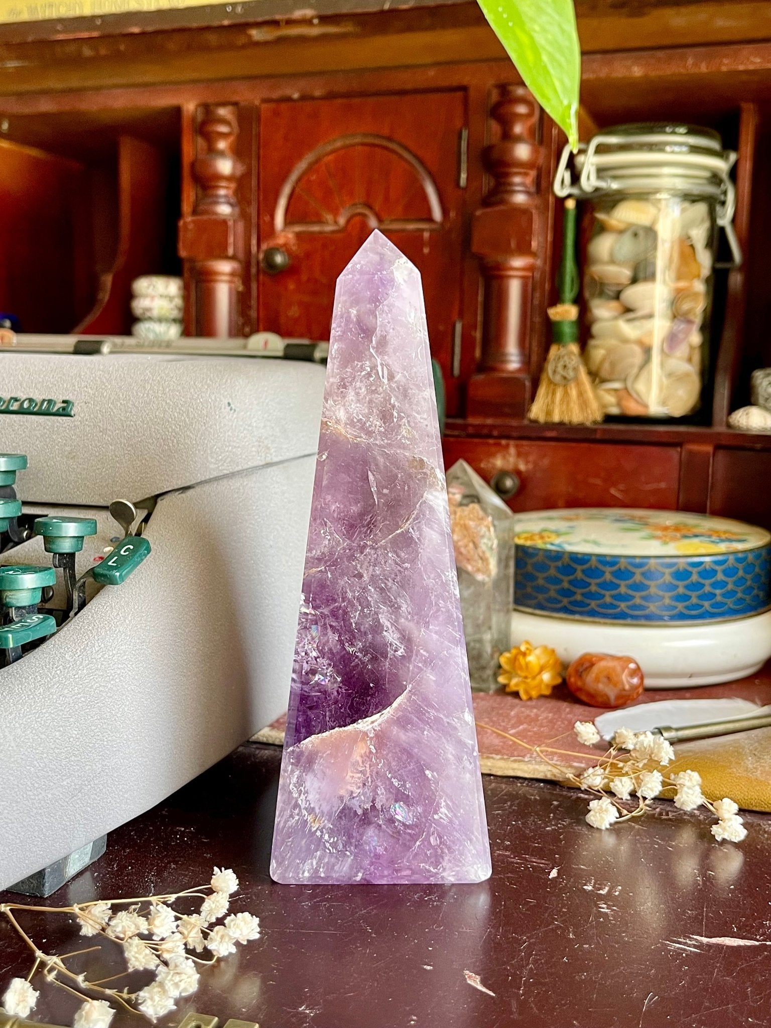 amethyst obelisk | high - quality with rainbows - lil shop of light & love