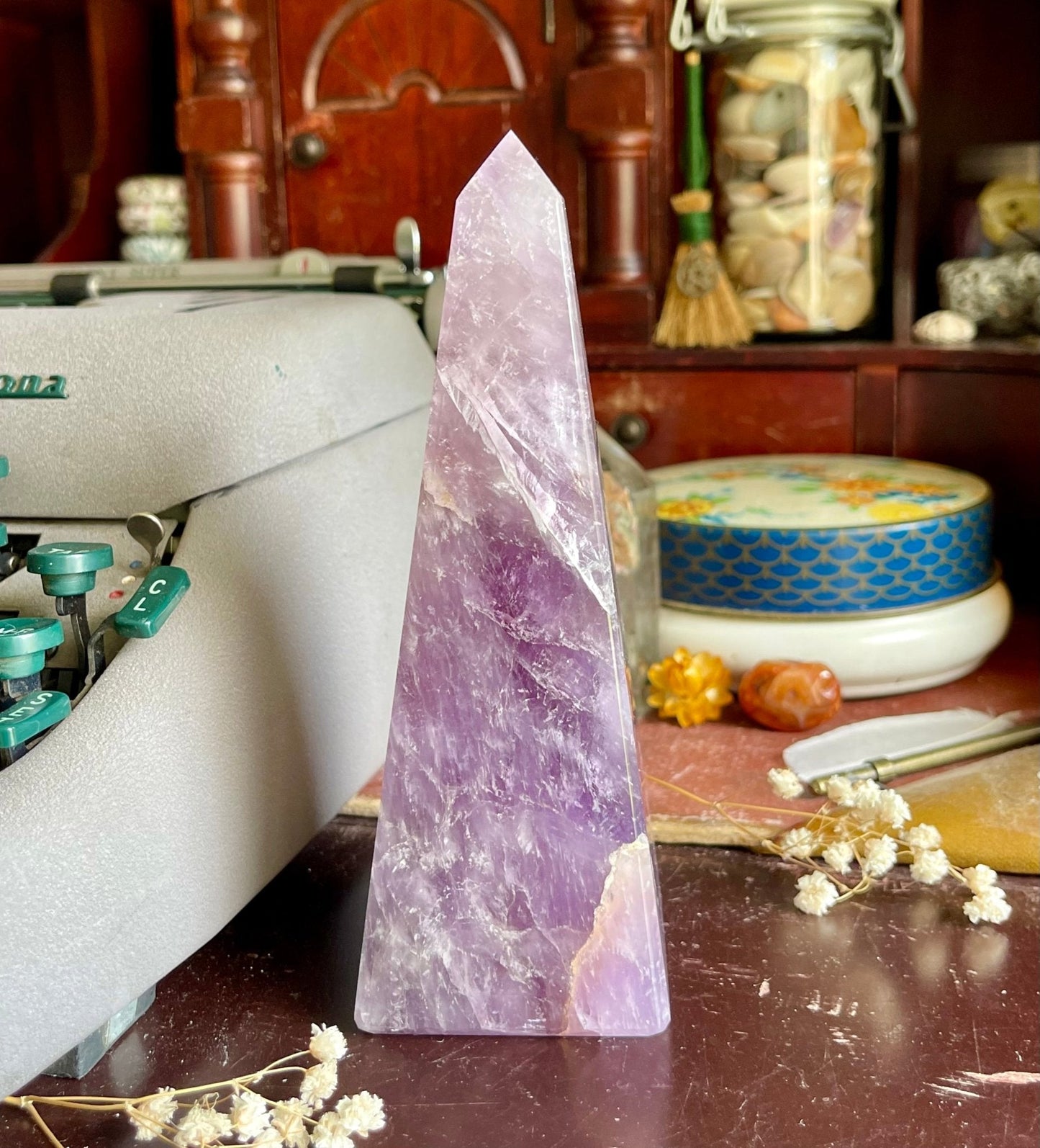 amethyst obelisk | high - quality with rainbows - lil shop of light & love