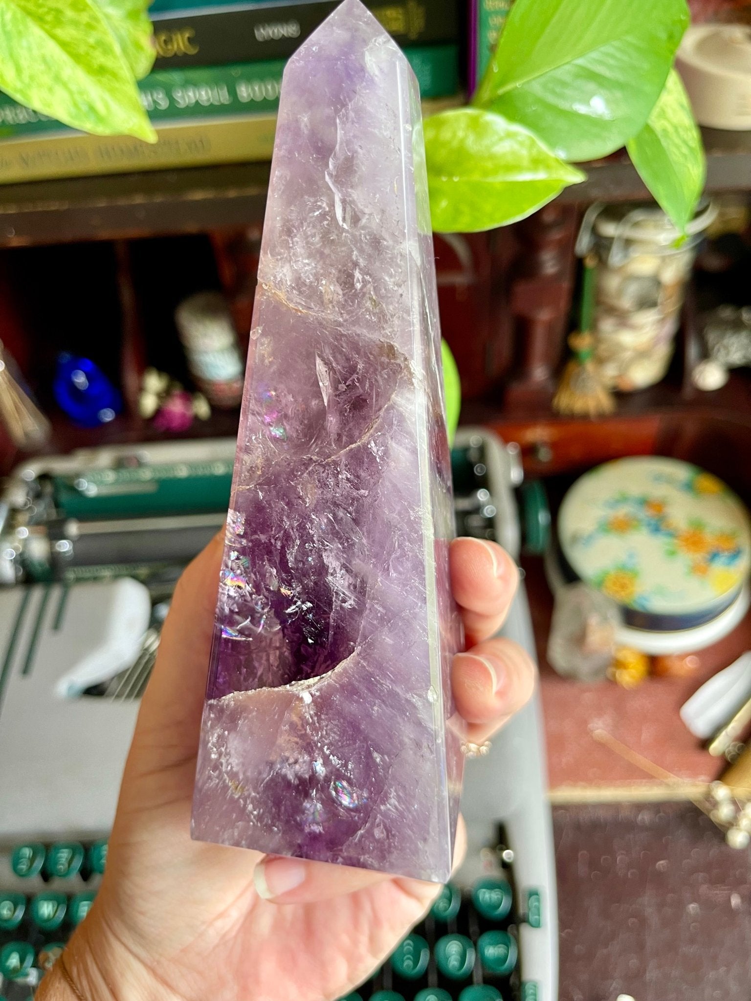 amethyst obelisk | high - quality with rainbows - lil shop of light & love