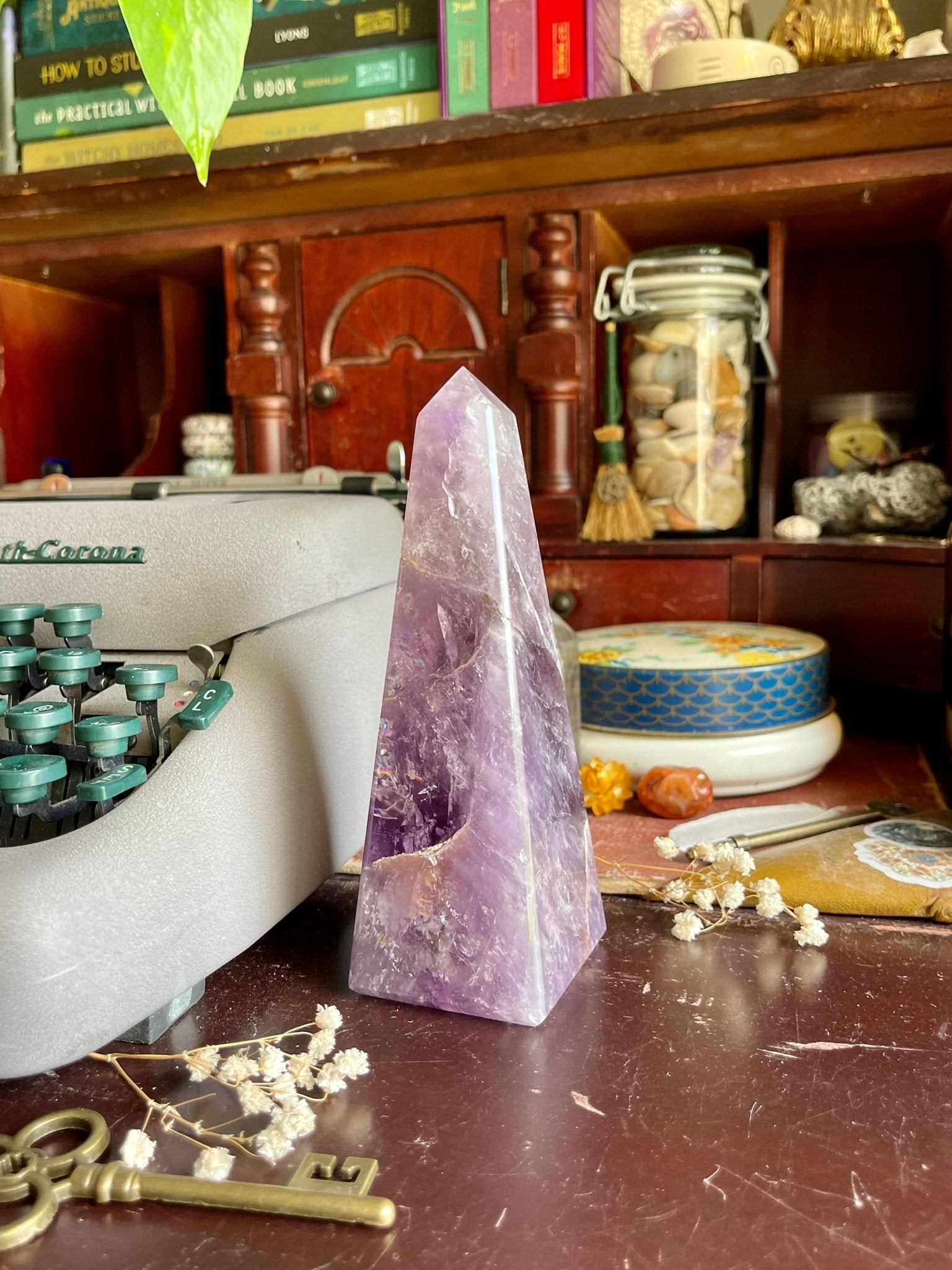 amethyst obelisk | high - quality with rainbows - lil shop of light & love