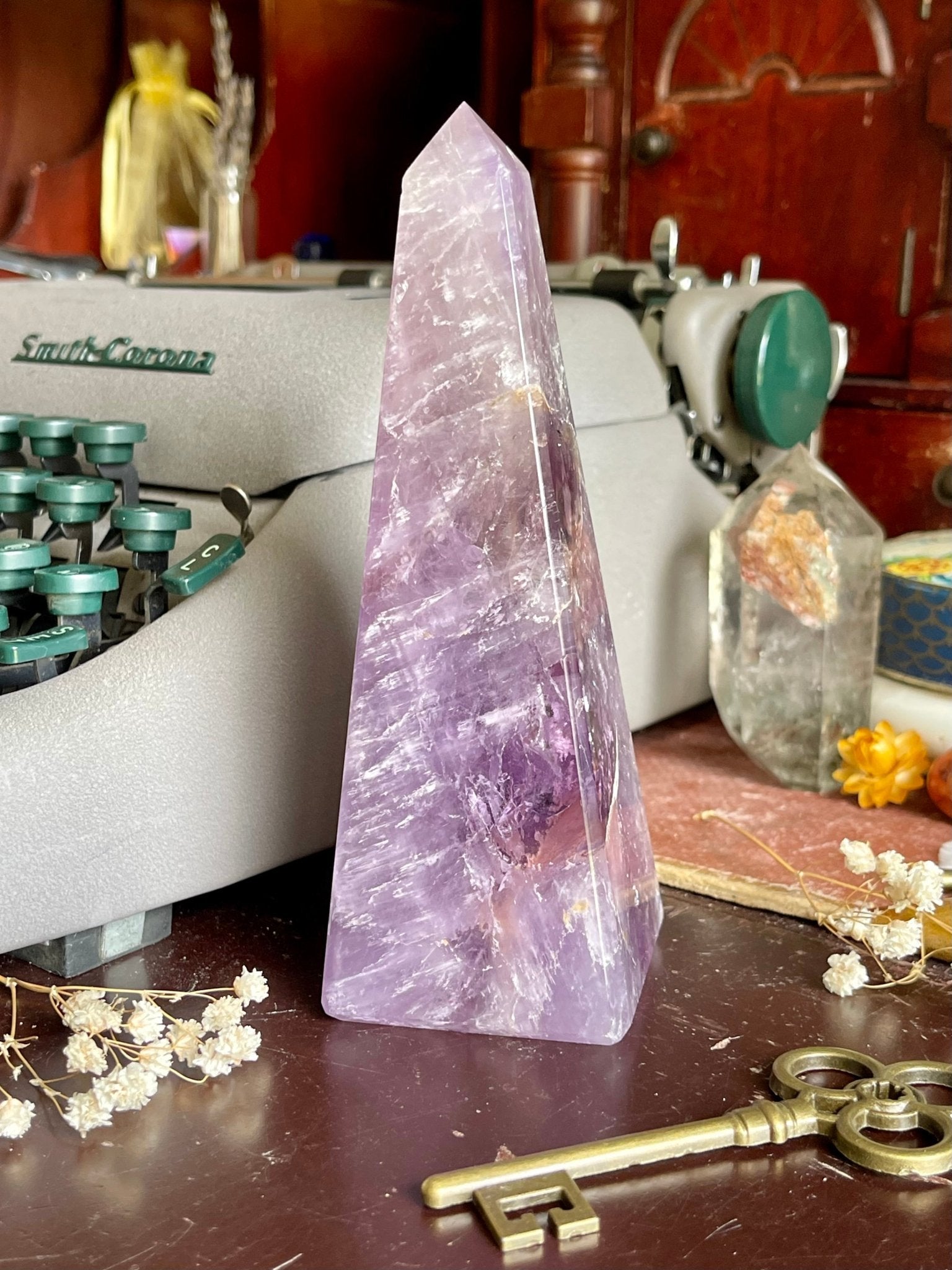 amethyst obelisk | high - quality with rainbows - lil shop of light & love