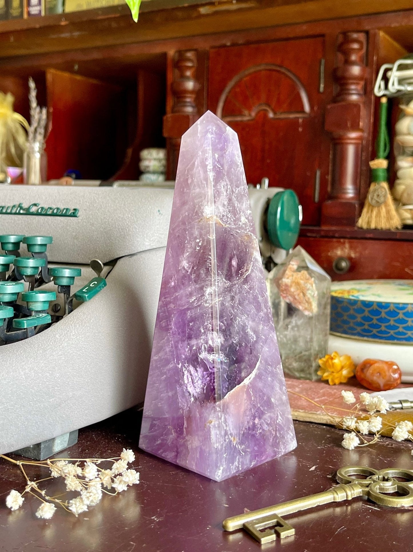 amethyst obelisk | high - quality with rainbows - lil shop of light & love