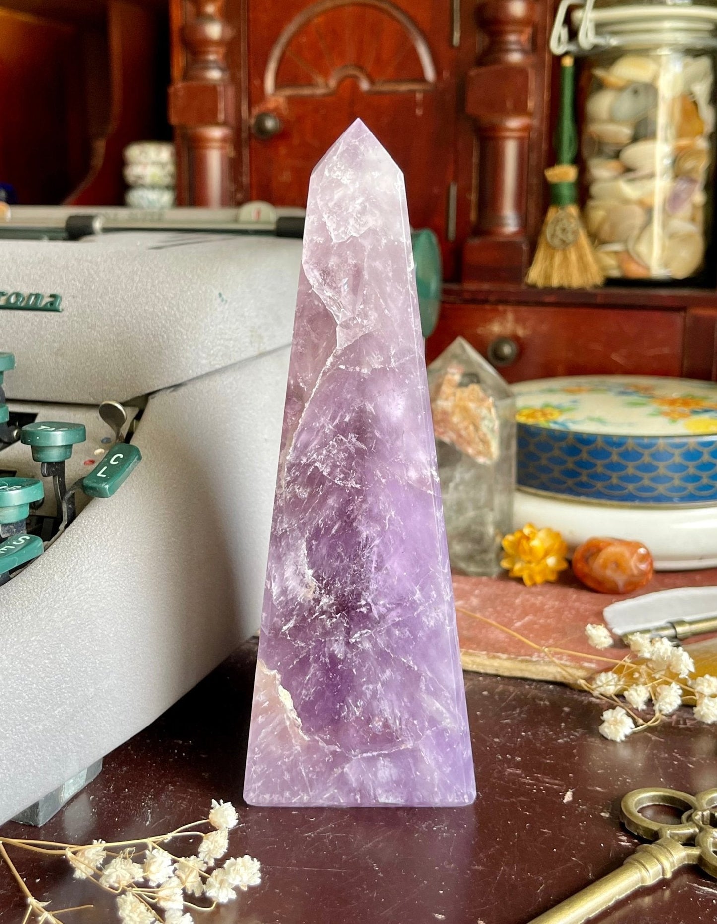 amethyst obelisk | high - quality with rainbows - lil shop of light & love