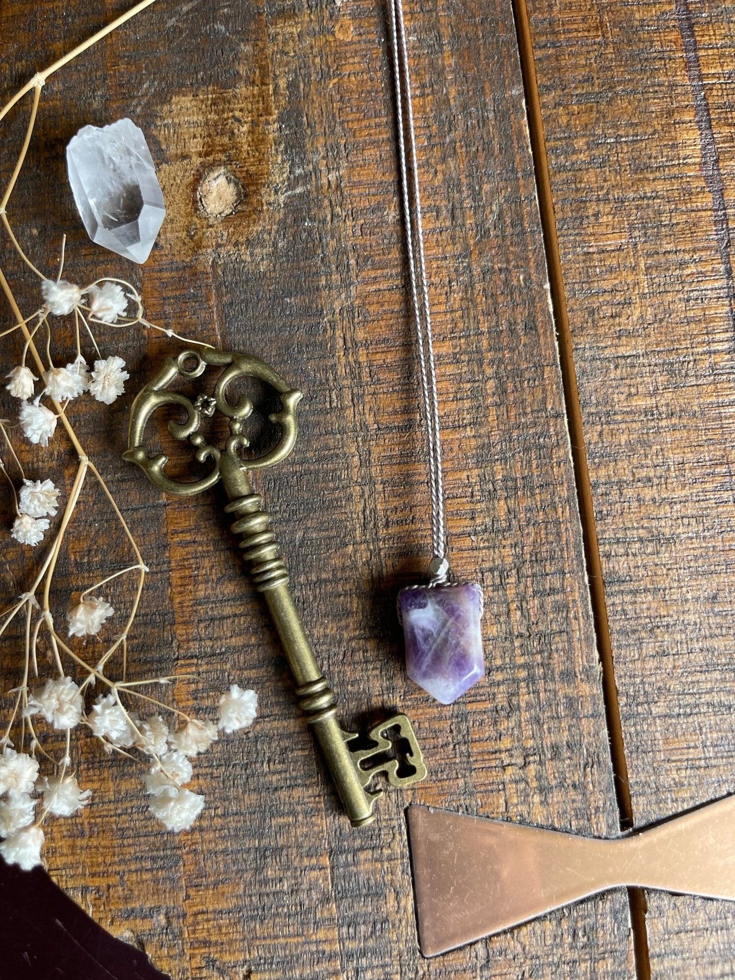 amethyst silk crystal necklace | adjustable choker - lil shop of light & love