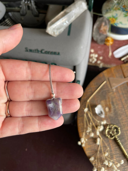 amethyst silk crystal necklace | adjustable choker - lil shop of light & love