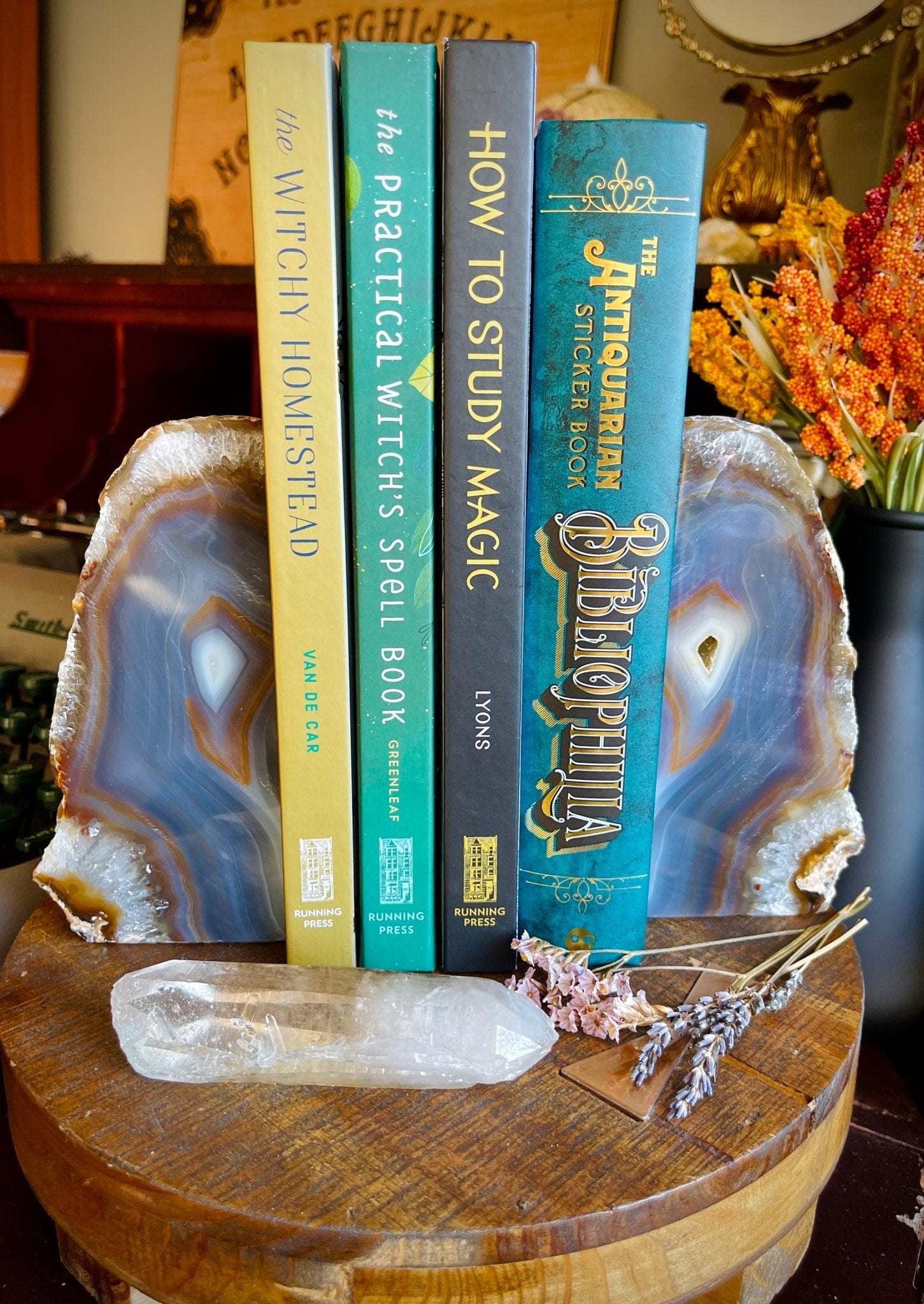 blue agate bookends - lil shop of light & love