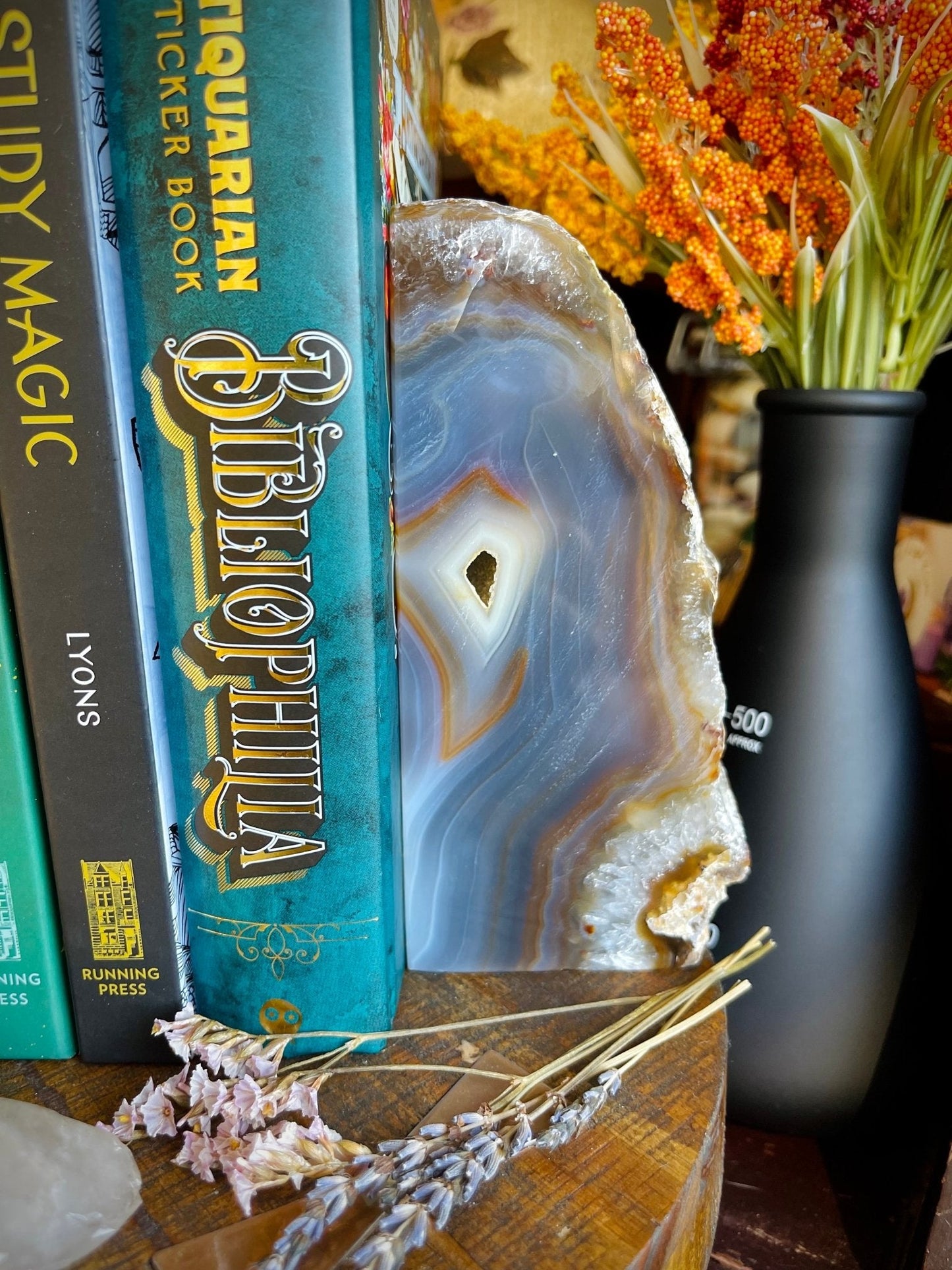 blue agate bookends - lil shop of light & love