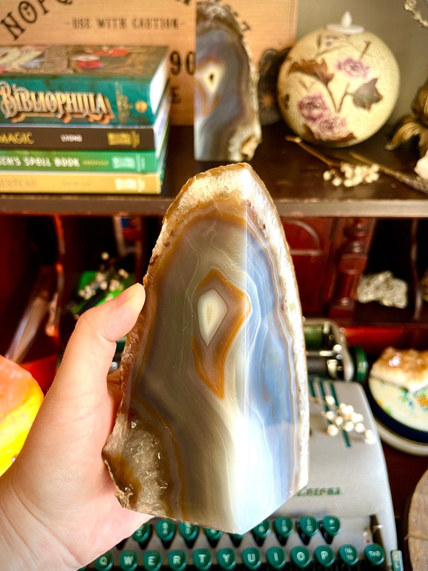 blue agate bookends - lil shop of light & love