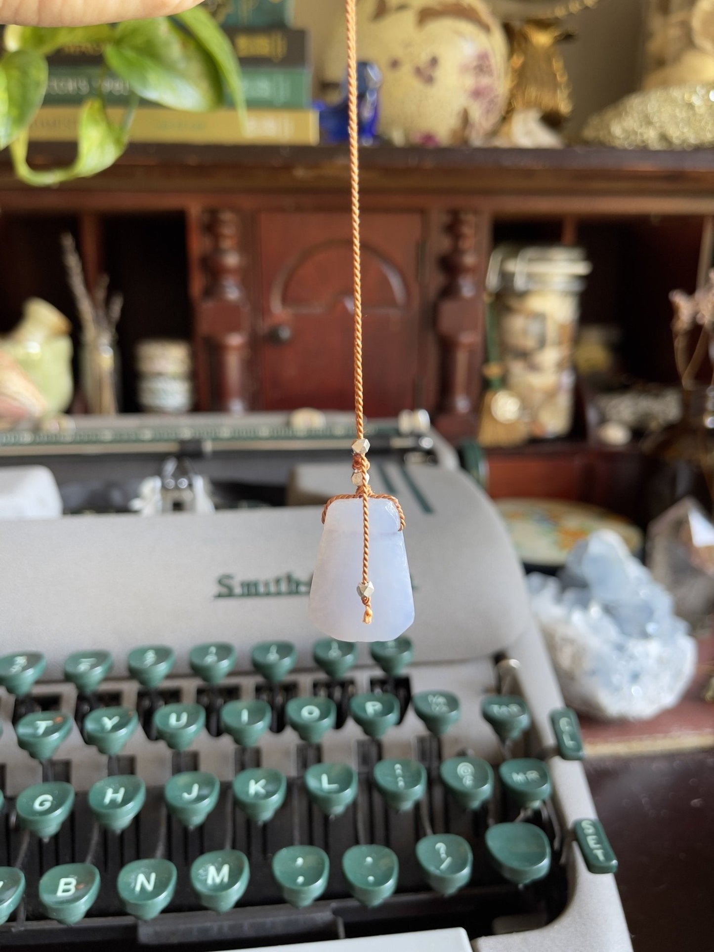 blue lace agate silk crystal necklace | adjustable lariat style - lil shop of light & love