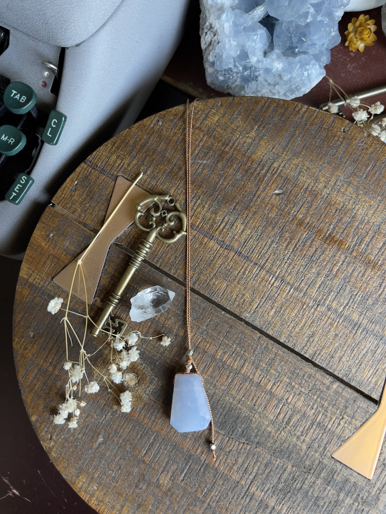 blue lace agate silk crystal necklace | adjustable lariat style - lil shop of light & love