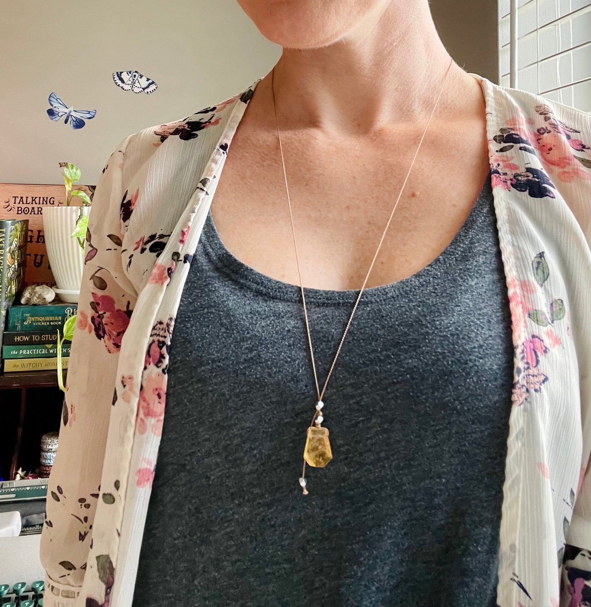 citrine silk crystal necklace | adjustable lariat style - lil shop of light & love