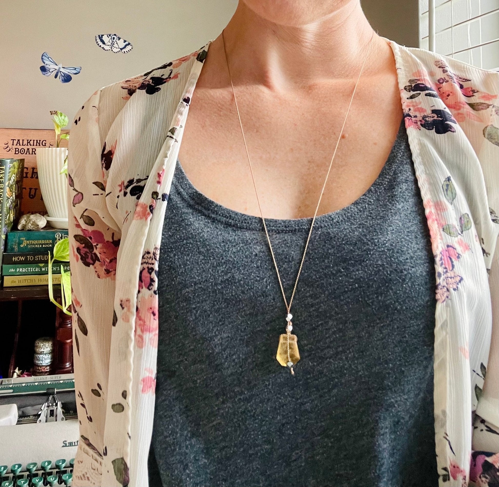 citrine silk crystal necklace | adjustable lariat style - lil shop of light & love