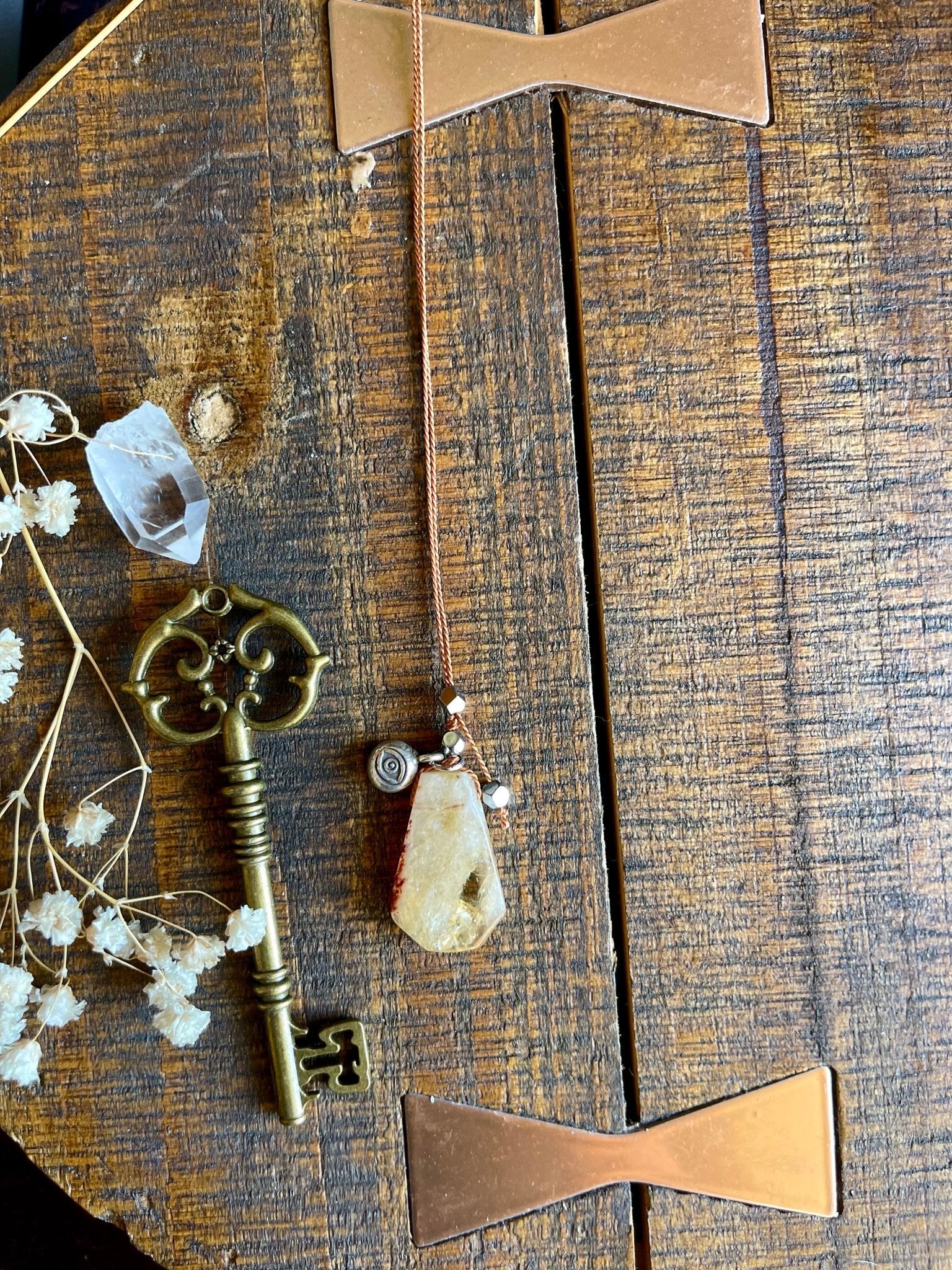 citrine silk crystal necklace with evil eye | adjustable lariat style - lil shop of light & love