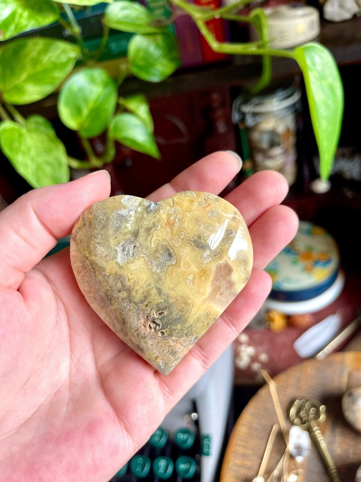 crazy lace agate | heart palm stones - lil shop of light & love