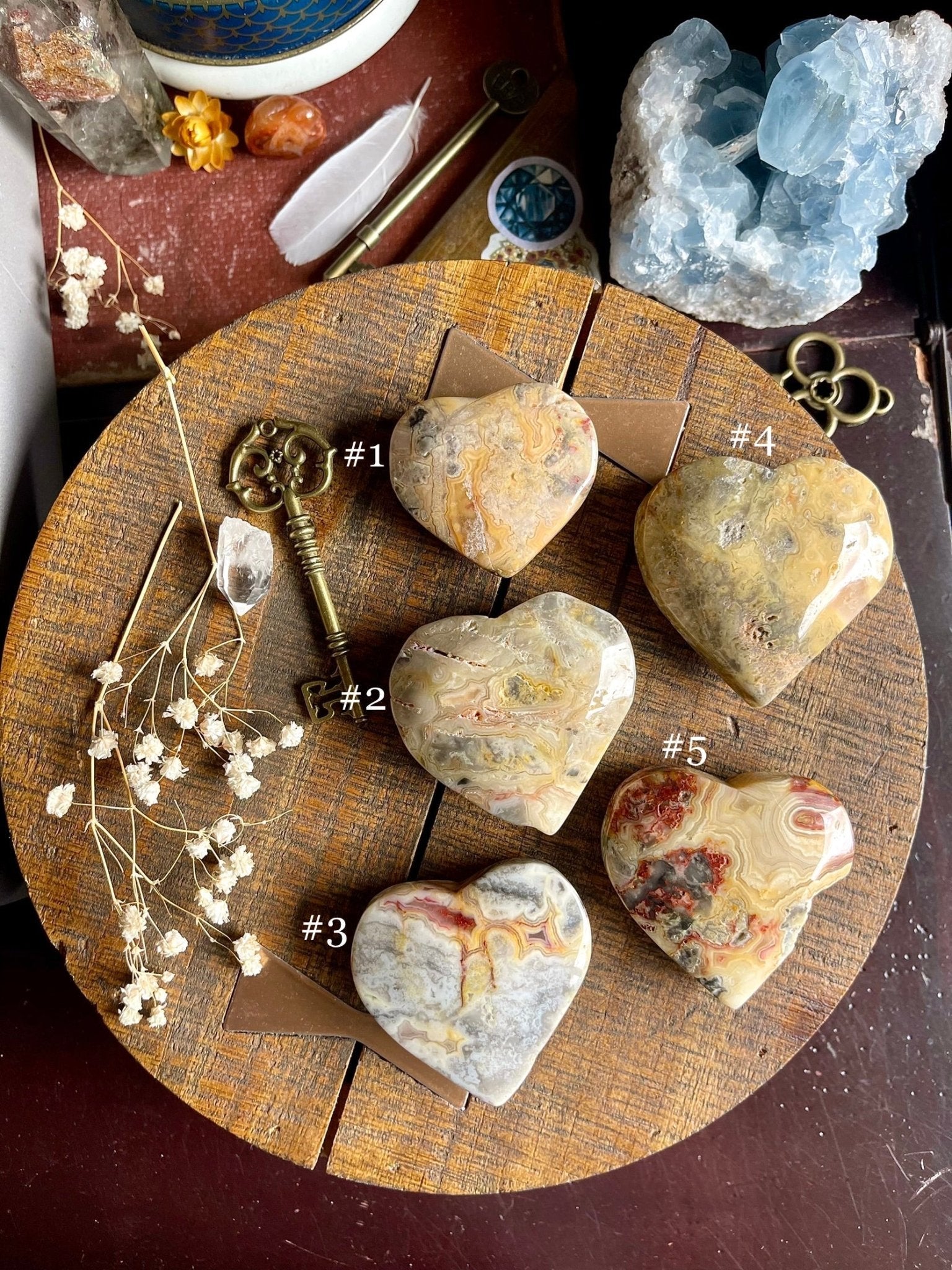 crazy lace agate | heart palm stones - lil shop of light & love