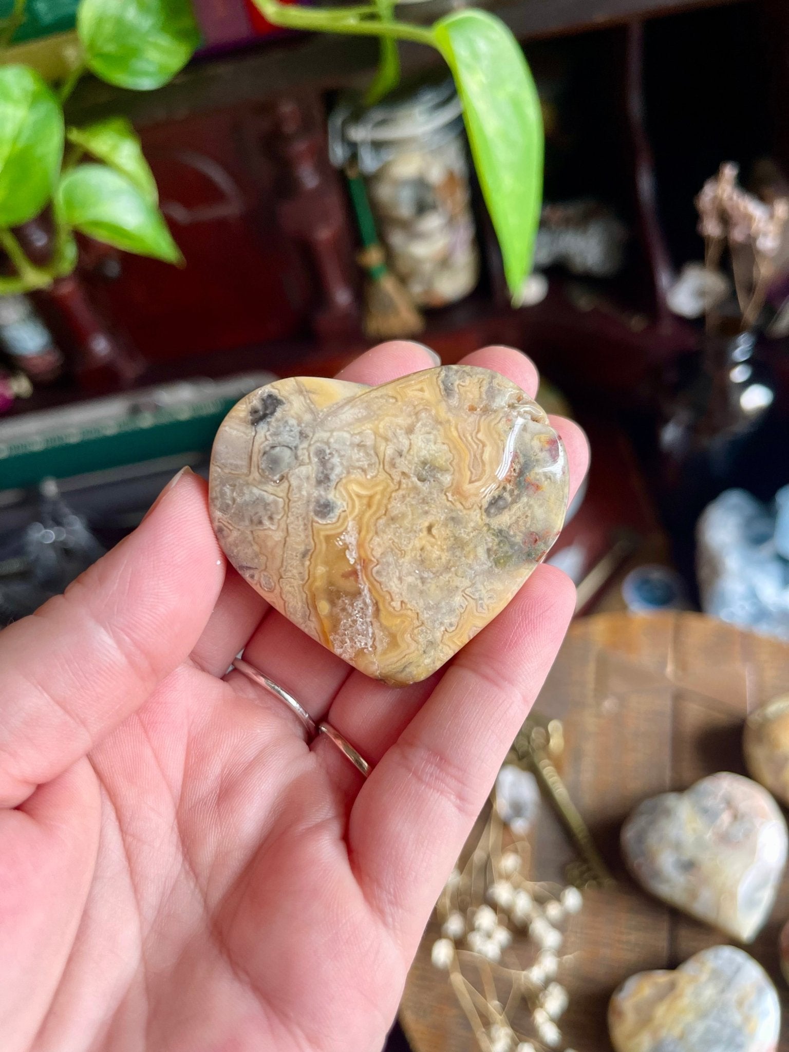 crazy lace agate | heart palm stones - lil shop of light & love