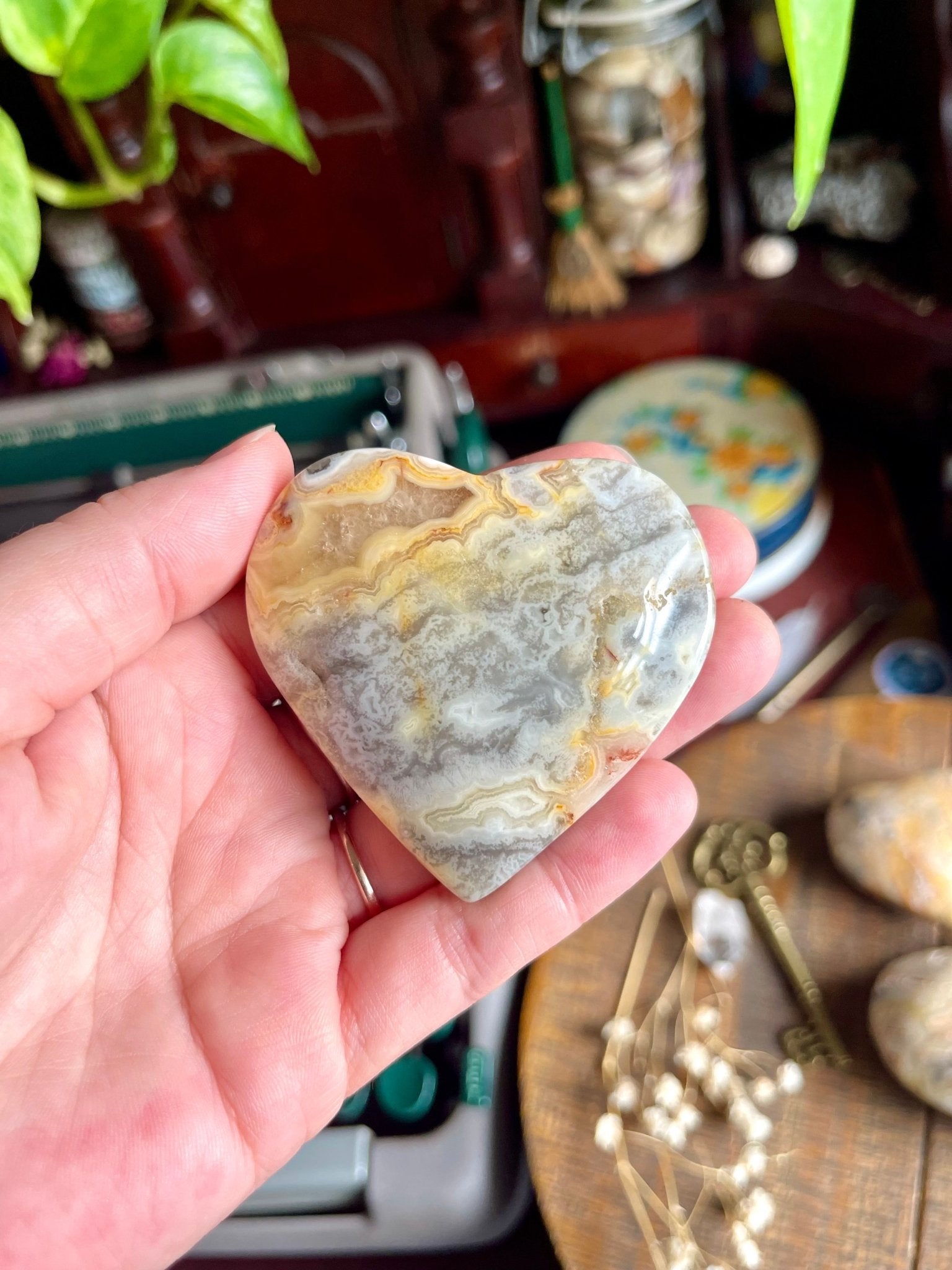 crazy lace agate | heart palm stones - lil shop of light & love