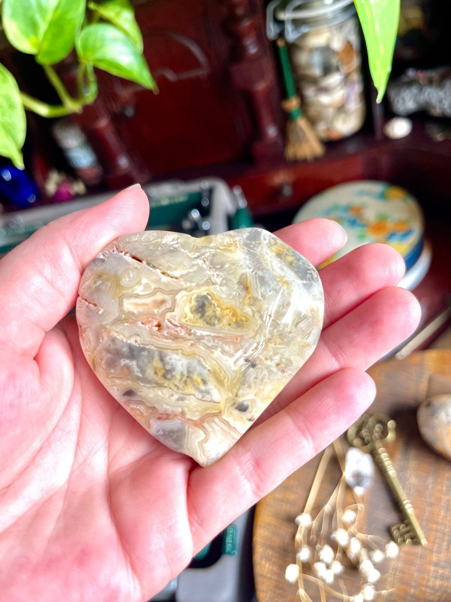 crazy lace agate | heart palm stones - lil shop of light & love