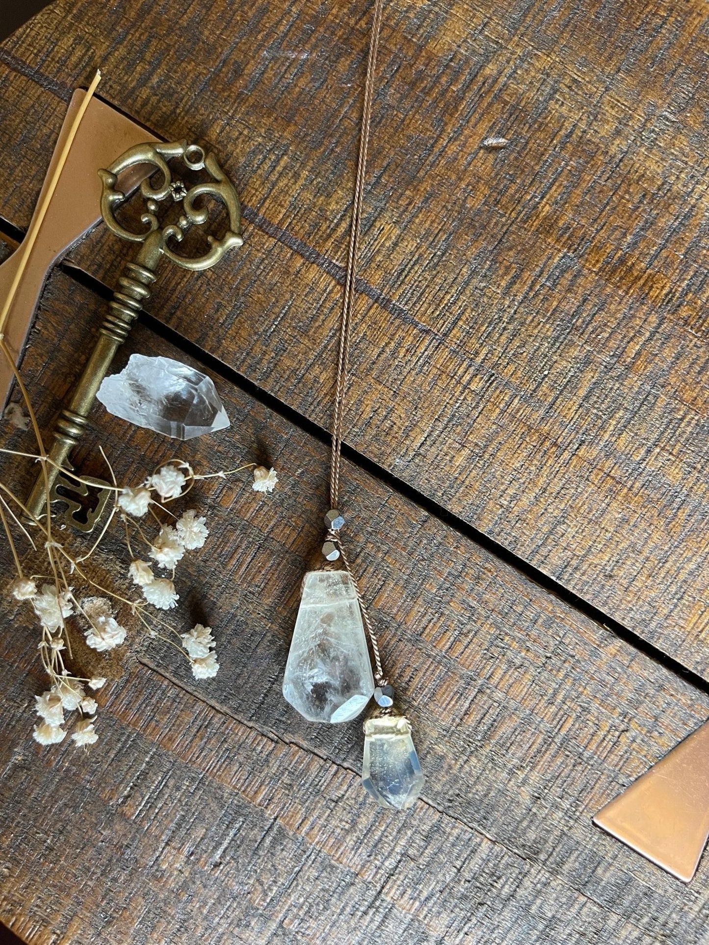 double citrine silk crystal necklace | adjustable lariat style - lil shop of light & love